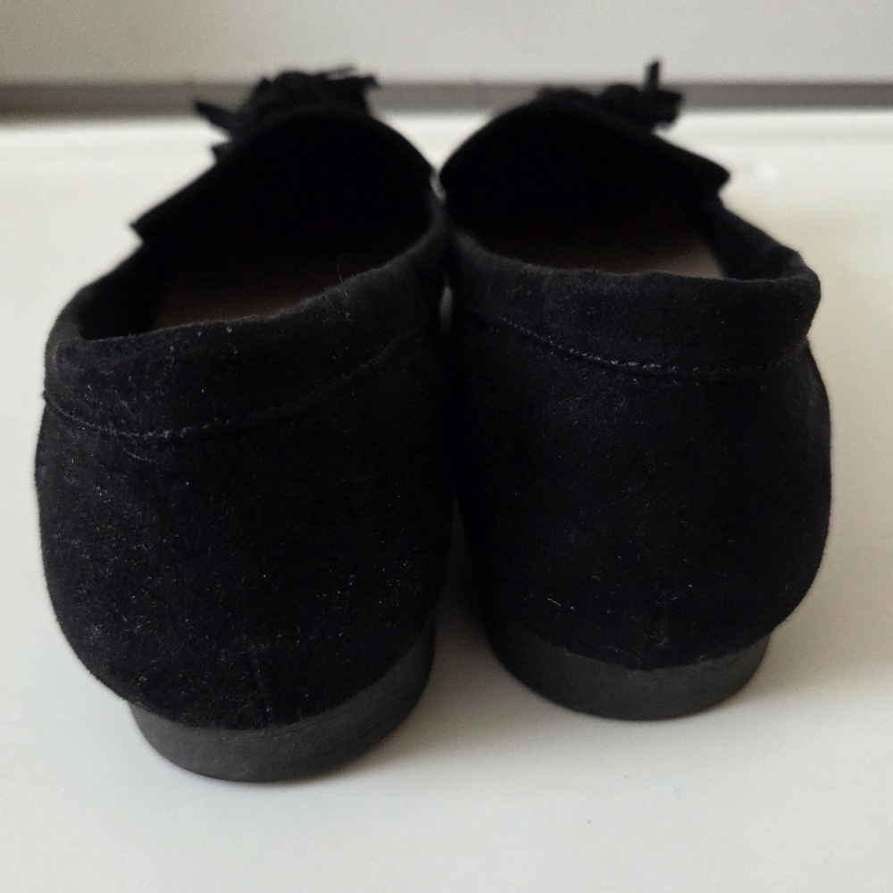 Fioni Ballet Flats Black Suede Leather Slip On Comfort Tassels Womens Size 6.5 - Picture 6 of 15